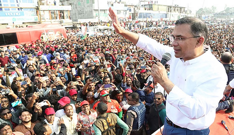 এলাকার উন্নয়নে ধানের শীষে ভোট দেবেন: বগুড়ায় তারেক রহমান