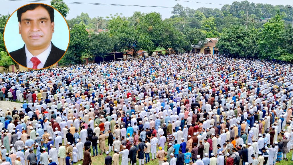 শ্রীপুরে আনিছুর রহমানের জানাজায় মানুষের ঢল