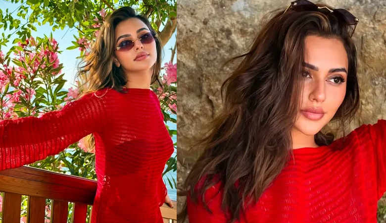 লাল পোশাকে নতুন লুকে মুগ্ধ করলেন নুসরাত ফারিয়া