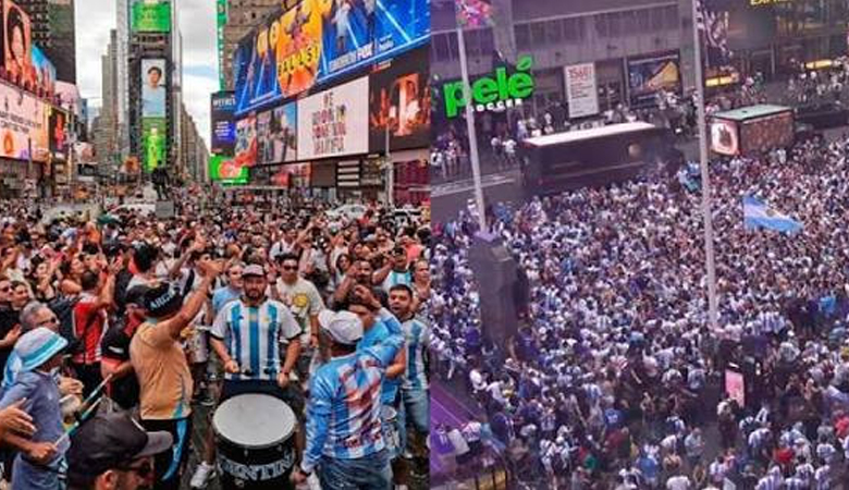 ফাইনালের আগে টাইমস স্কয়ারে আর্জেন্টিনার উন্মাদনা