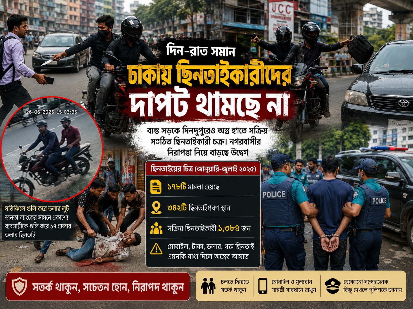 দিন-রাত সমান, ঢাকায় ছিনতাইকারীদের দাপট থামছে না